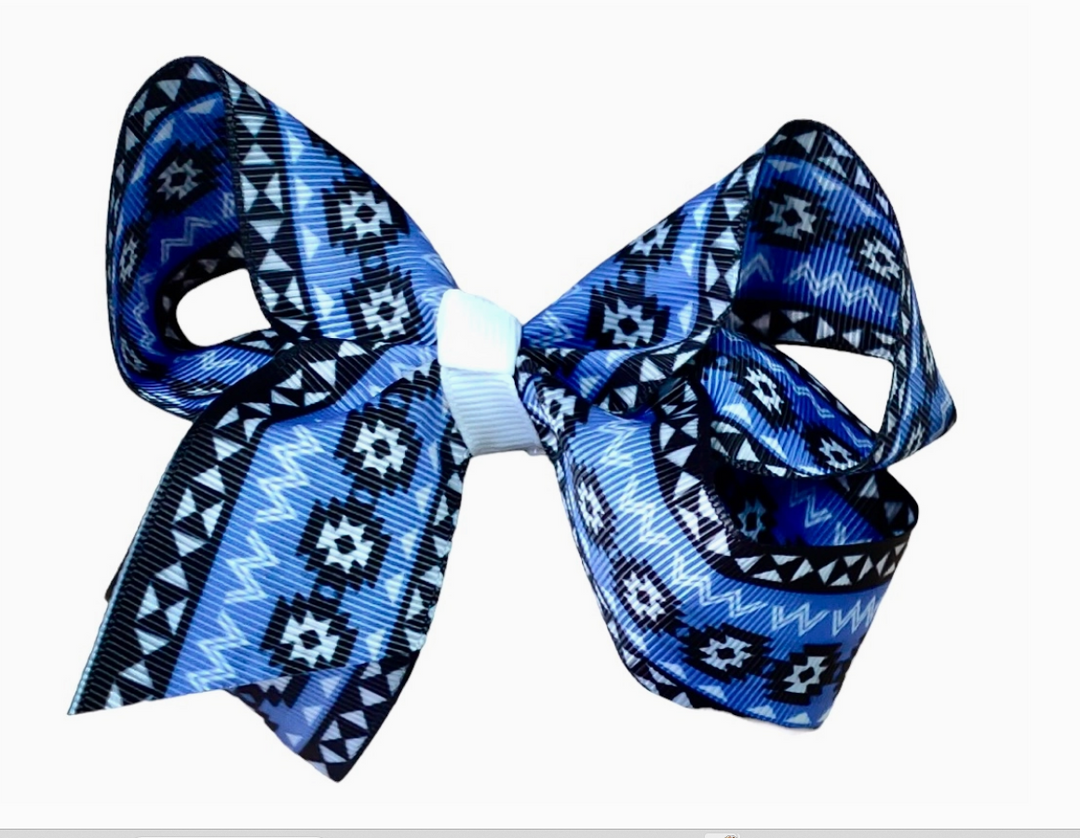 Girls Aztec Blue Bow