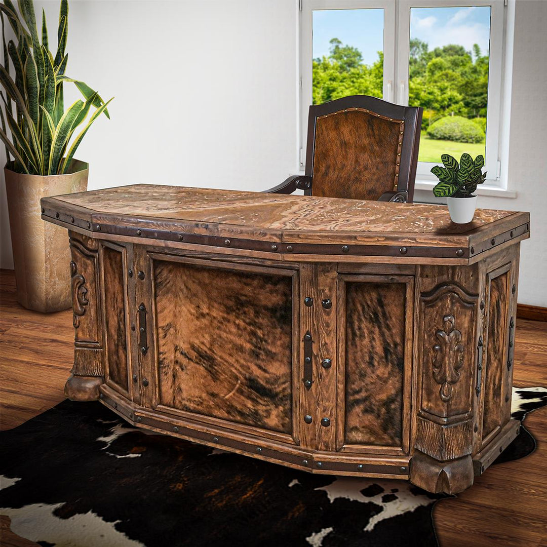 HIgh Plains Cowhide Executive Desk