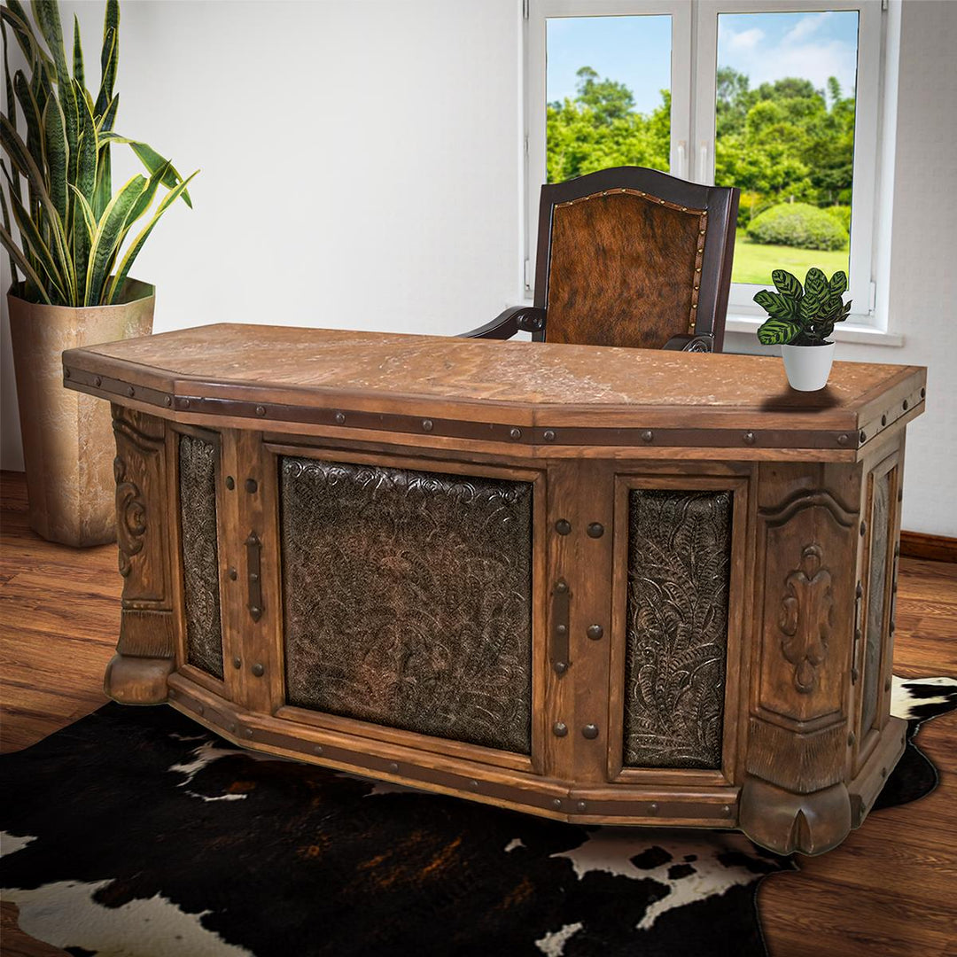 HIgh Plains Tooled Leather Executive Desk