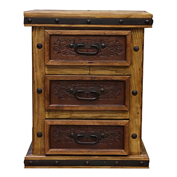 Iron & Tooled Leather Nightstand