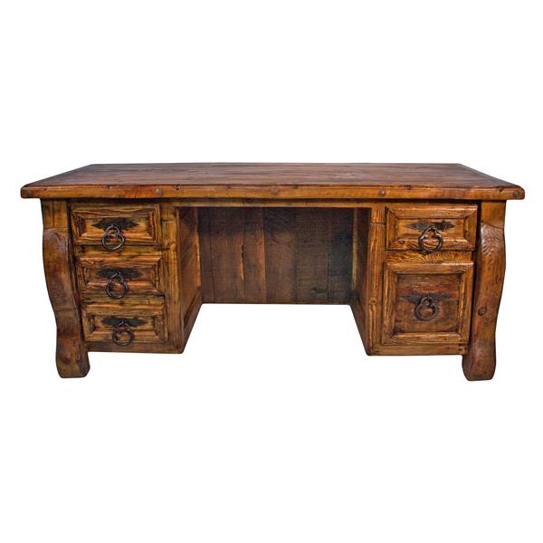 Old Wood Desk with Double Drawers