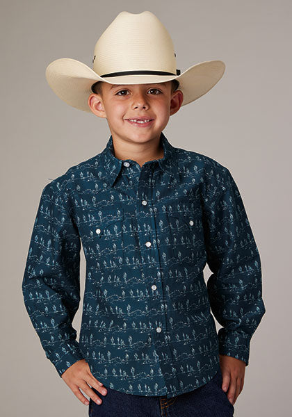Roper Boys Long Sleeve Shirt - 2008 Desert Stripe
