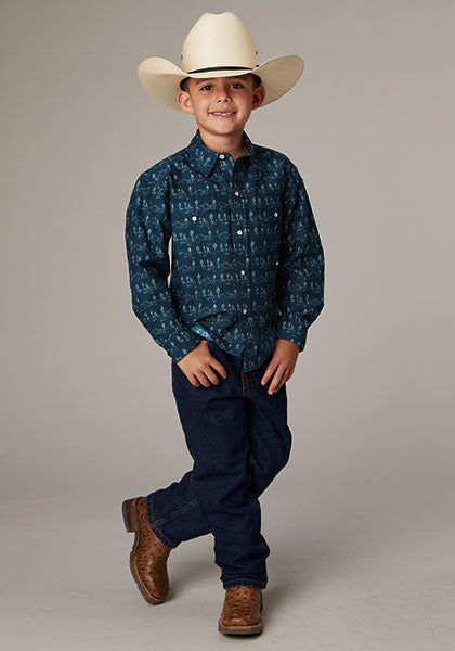 Roper Boys Long Sleeve Shirt - 2008 Desert Stripe