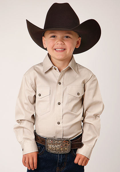 Roper Boys Long Sleeve Shirt - Tan