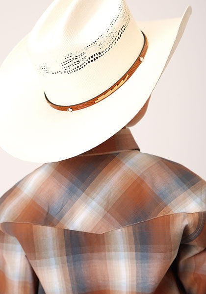 Roper Boys Long Sleeve Shirt - Copper Ombre Plaid