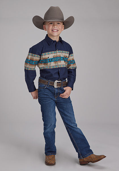 Roper Vintage Collection - 2120 Navy Aztec Border