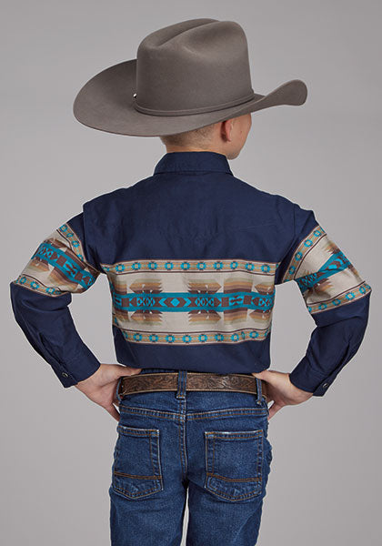 Roper Vintage Collection - 2120 Navy Aztec Border
