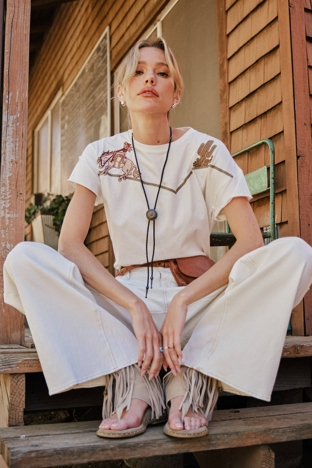 23376T -  Embroidered Shoulder Western Yoke T-Shirt