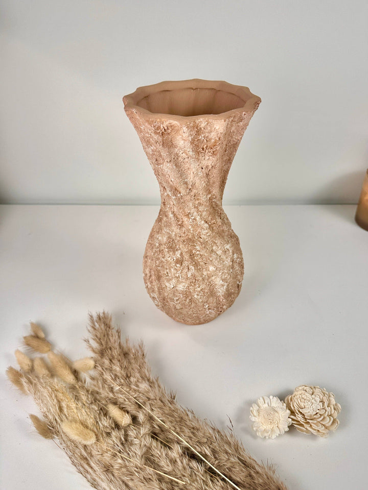 Twisted Ceramic Vase 12" tall Terracotta Brown