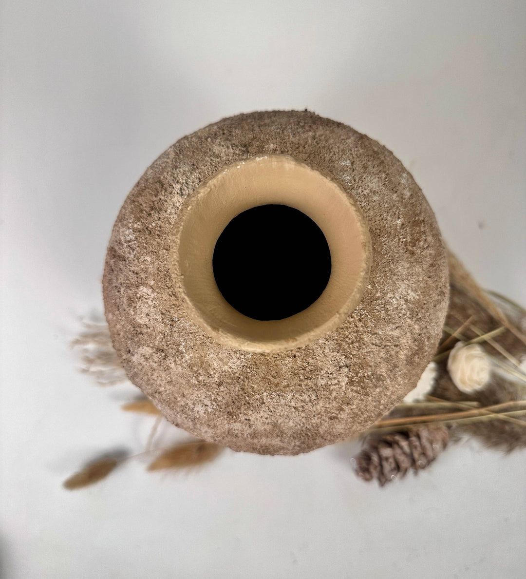 Rustic Earth Brown Textured Ceramic Vase 10" tall