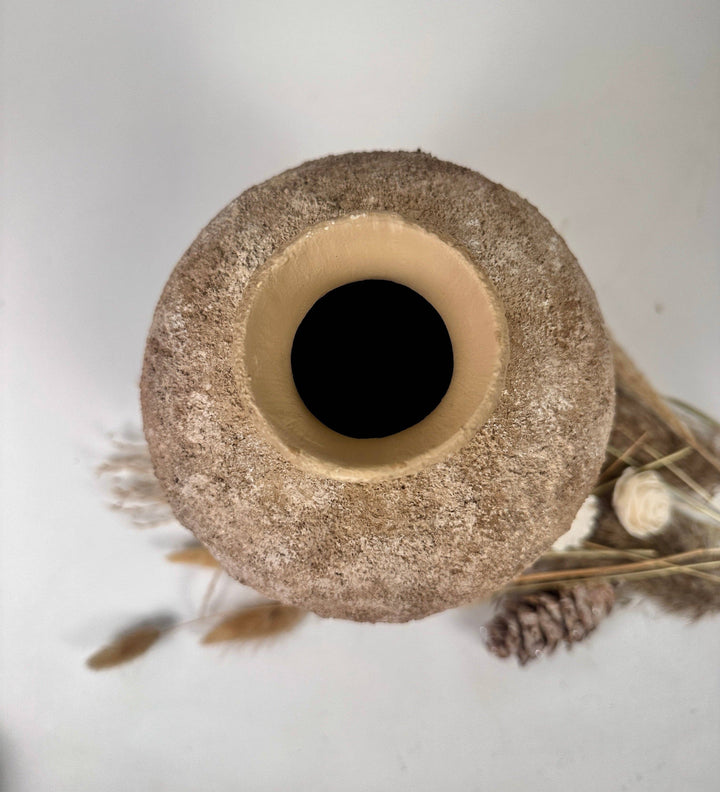 Rustic Earth Brown Textured Ceramic Vase 10" tall
