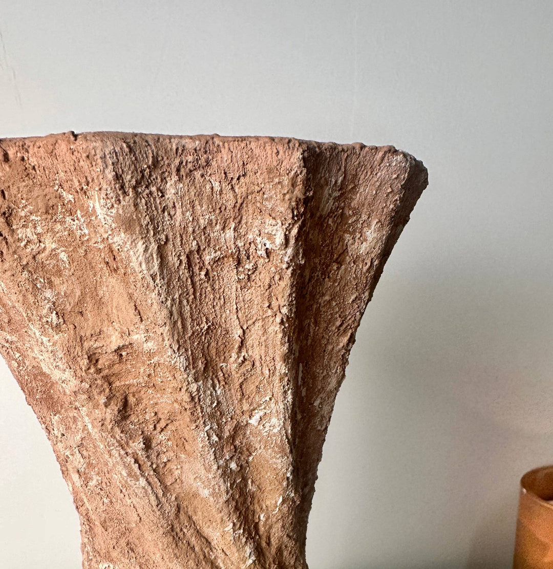 Twisted Ceramic Vase 12" tall Terracotta Brown