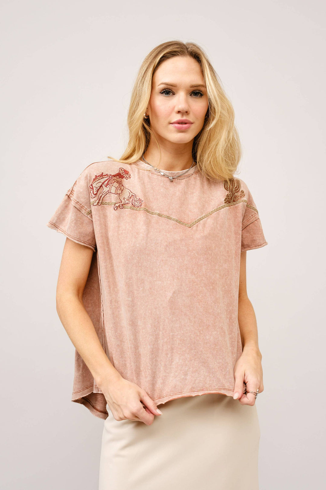 23376T -  Embroidered Shoulder Western Yoke T-Shirt