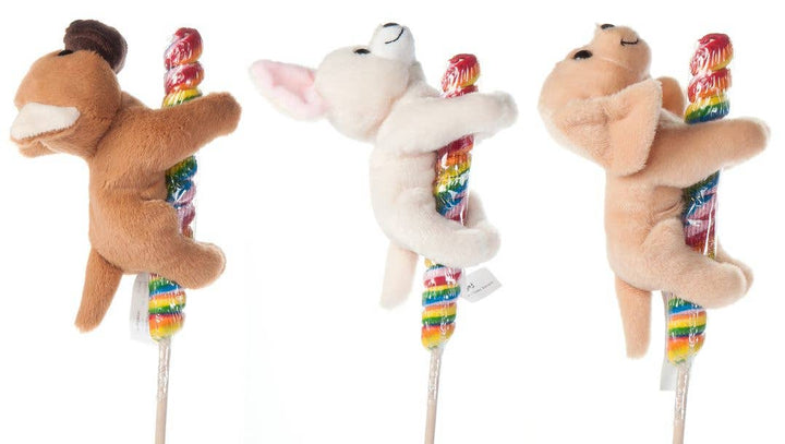 9" Lollyplush Dog Asst w/ 14" Rainbow Lollipop