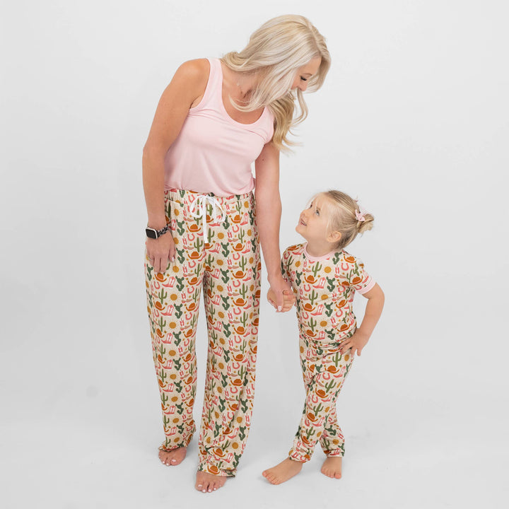 Hey Y'all Western Bamboo Short Sleeve Kids Pajama Pants Set