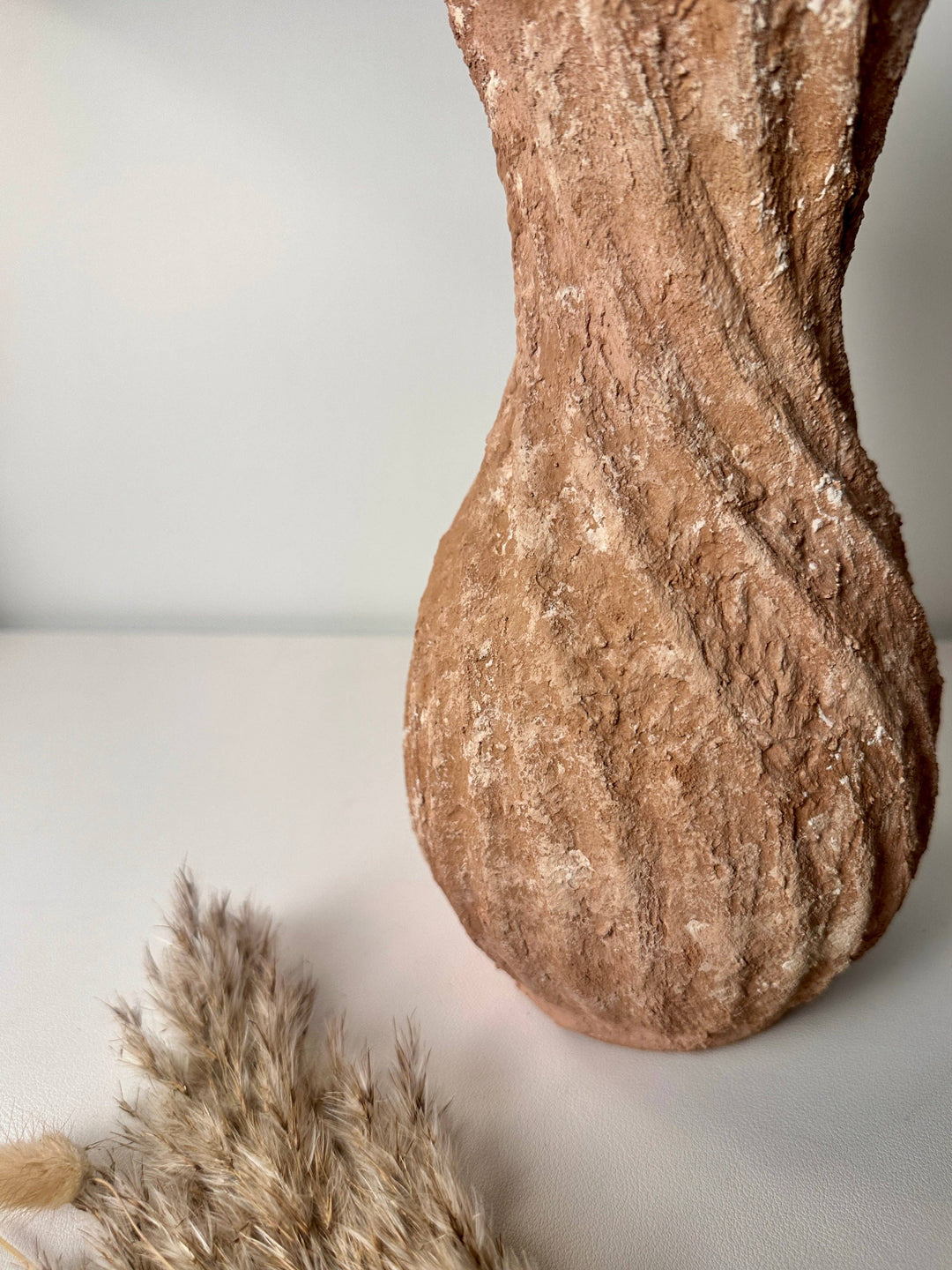 Twisted Ceramic Vase 12" tall Terracotta Brown
