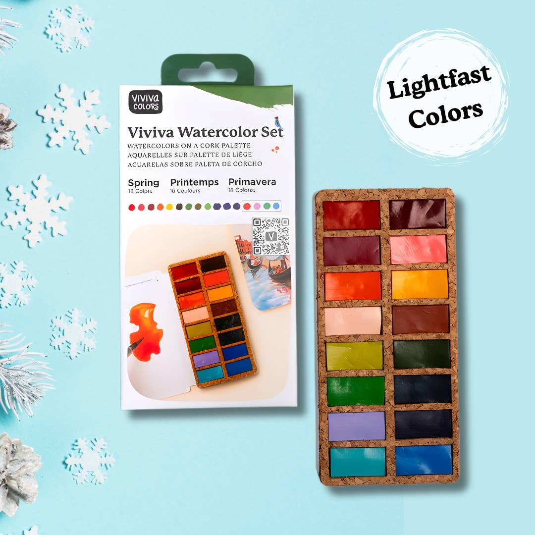 Spring Pans Set - 16 Watercolors | Ecofriendly | Lightfast