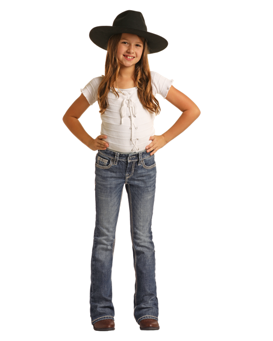 Rock & Roll Girls Jean - Vintage Dark Embroidered Trouser