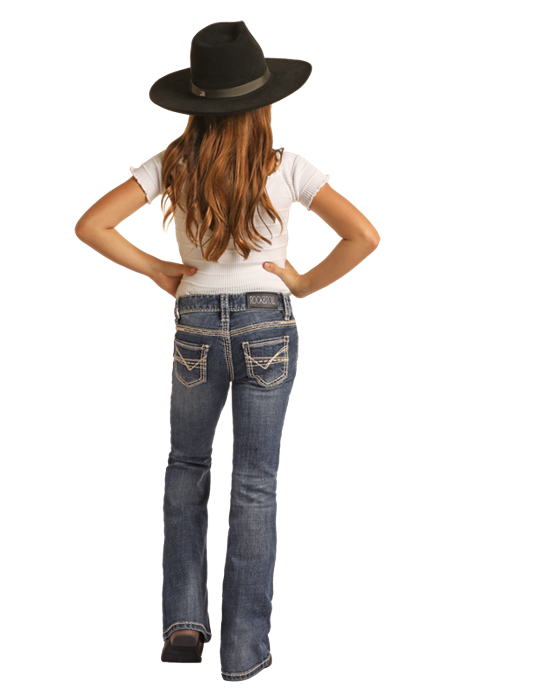 Rock & Roll Girls Jean - Vintage Dark Embroidered Trouser
