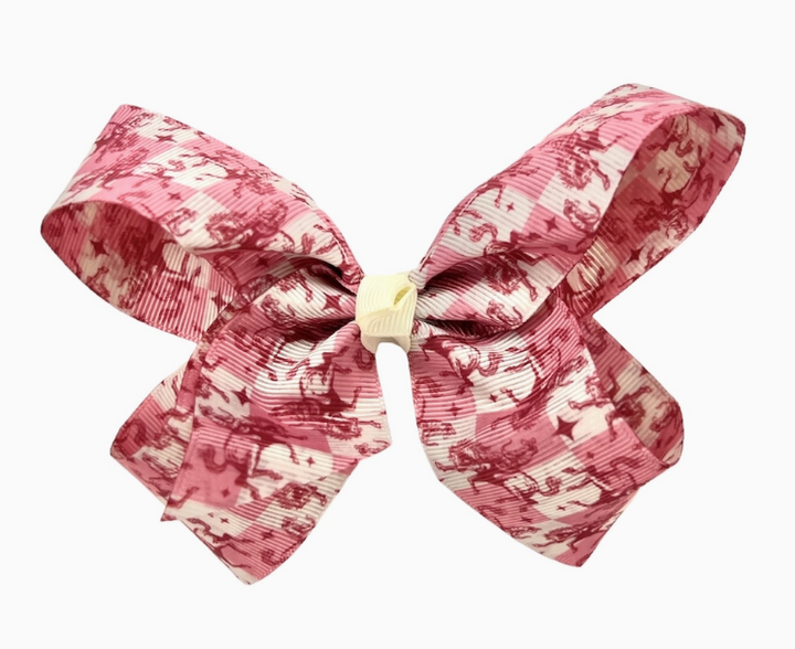Girls Pink Bucking Horse Bow