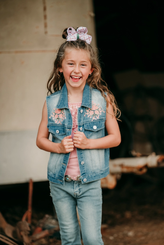 Floral Boot Denim Vest