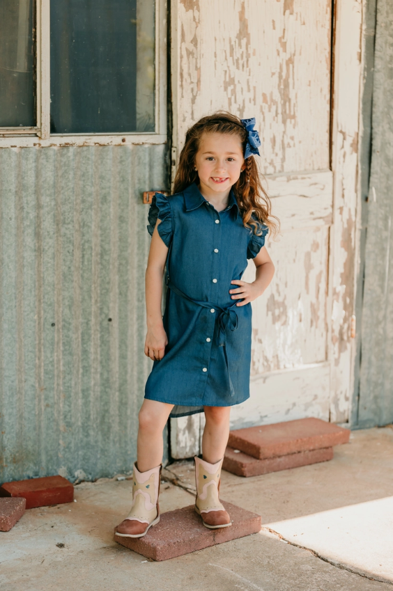Denim Aztec Pearl Snap Dress