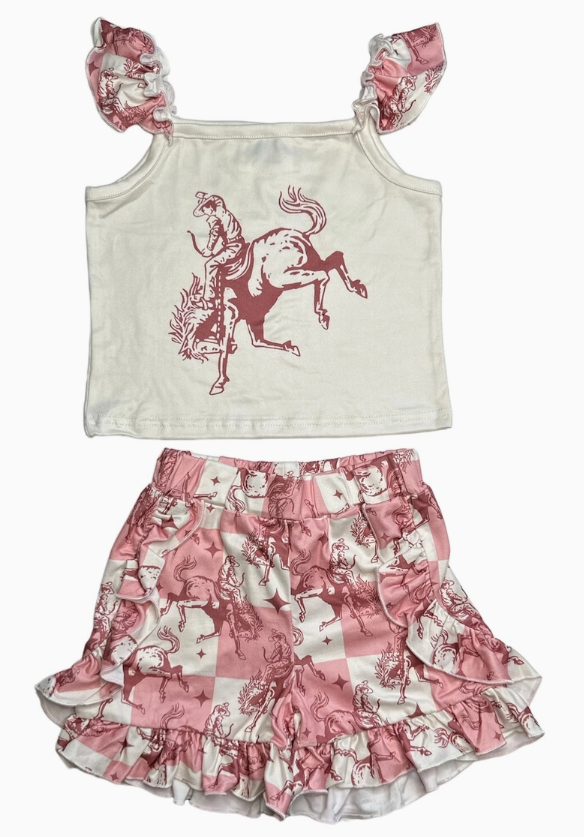 Plaid Bucking Horse 2 Pc Set