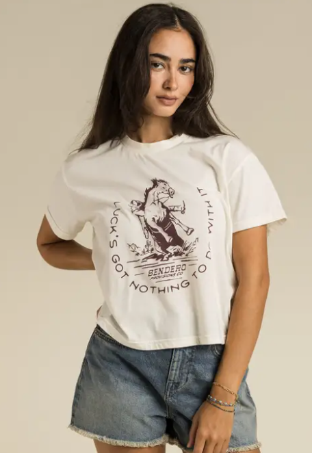 Sendero - Women's Luck's Got Nothing To Do With It Crop Tee