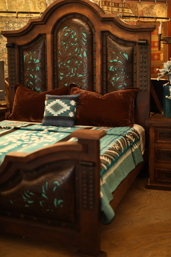 Turquoise Mesa Hand-Carved Bed