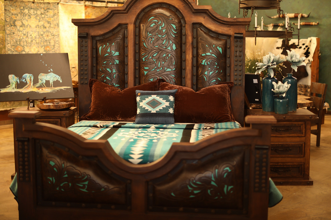 Turquoise Mesa Hand-Carved Bed