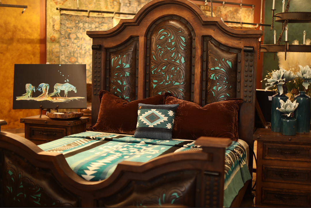 Turquoise Mesa Hand-Carved Bed