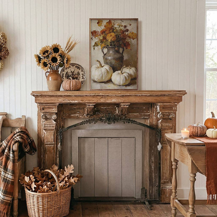 Autumn Floral And White Pumpkin Arrangement