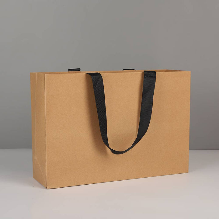 Premium Threaded Rope Kraft Brown Paper Gift Bag w/ tissue