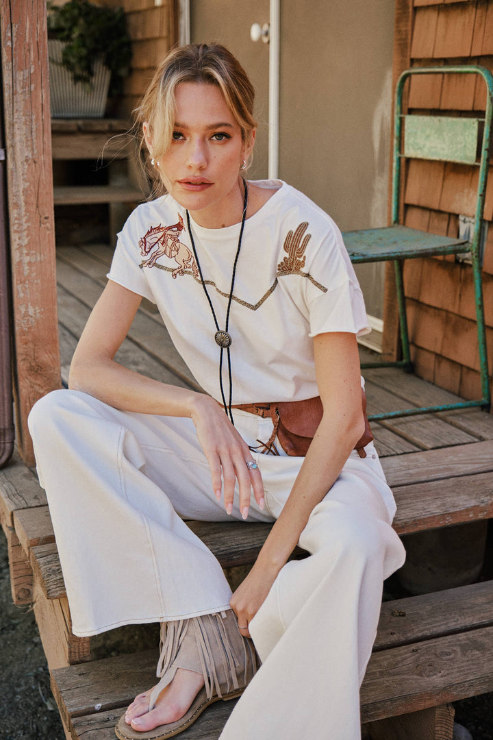 23376T -  Embroidered Shoulder Western Yoke T-Shirt