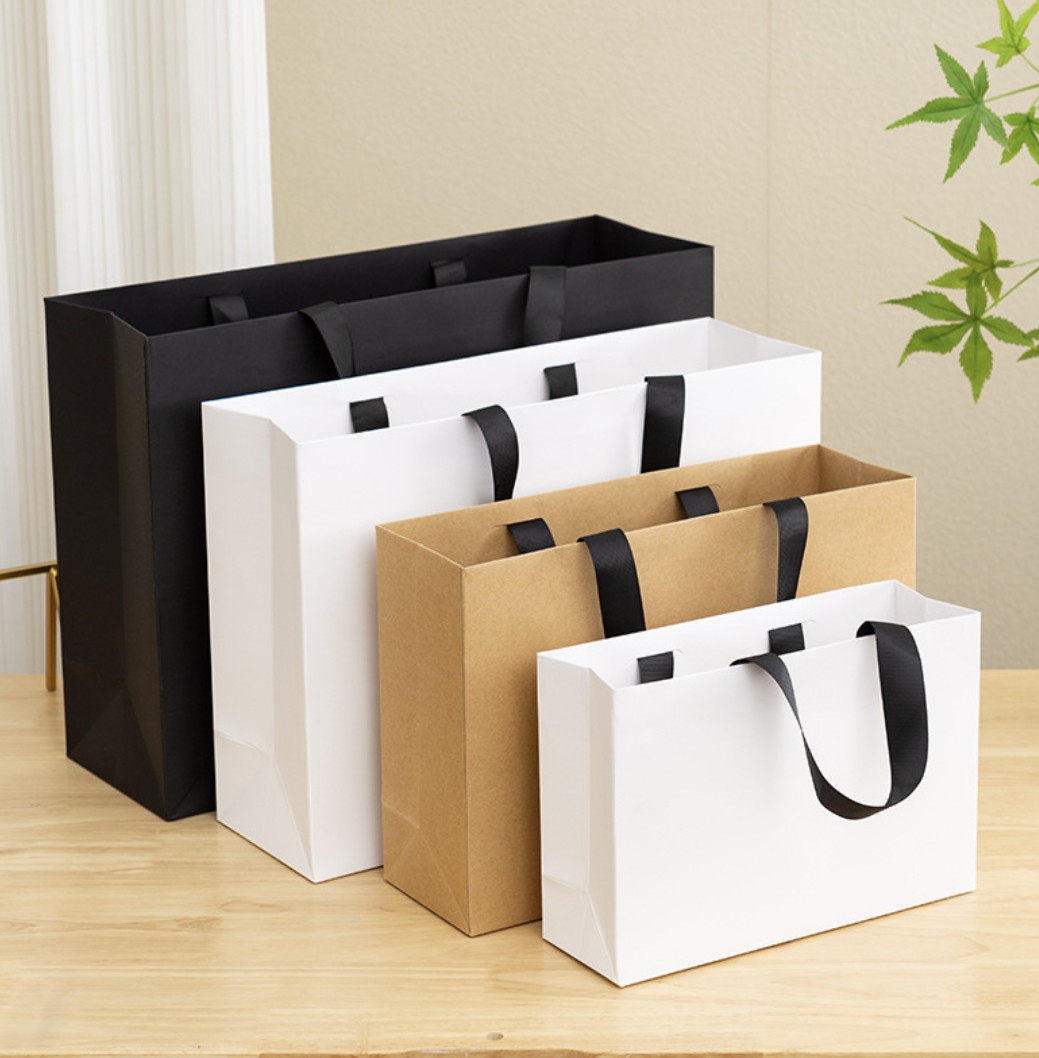 Premium Threaded Rope Kraft Brown Paper Gift Bag w/ tissue
