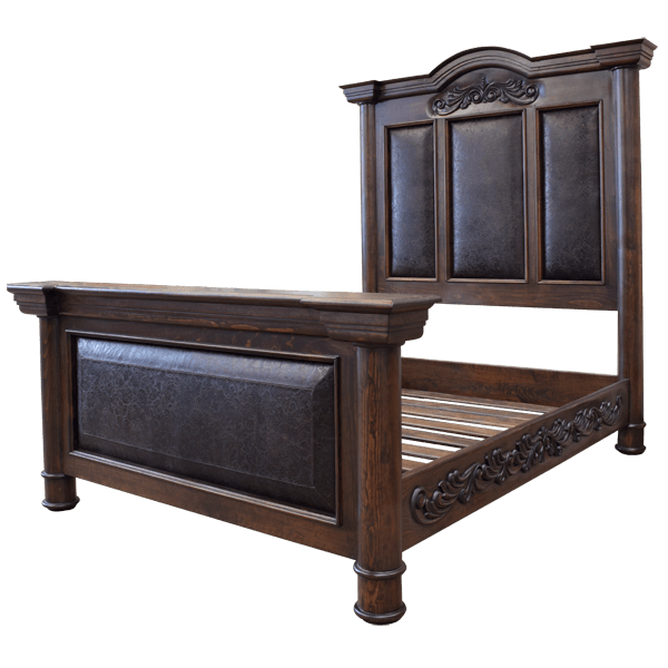 Ornate Solid Wood Bed with Classic Design