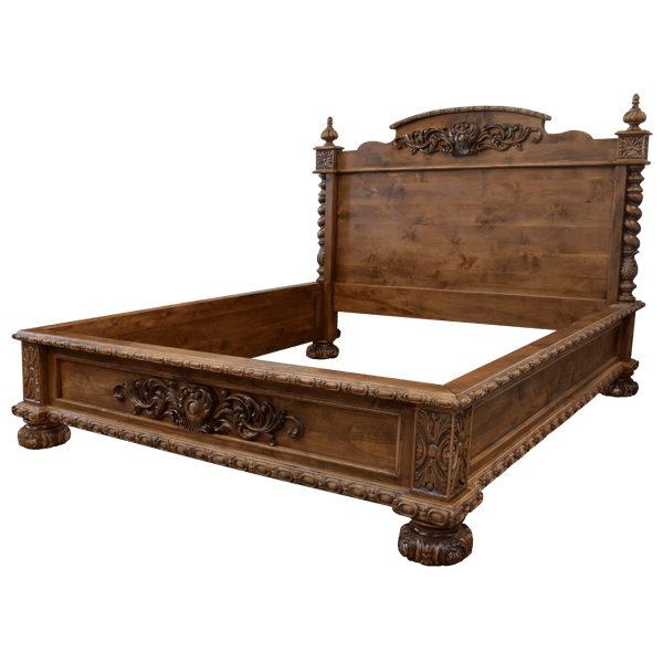 Bed with Exquisite Ornamental Carvings