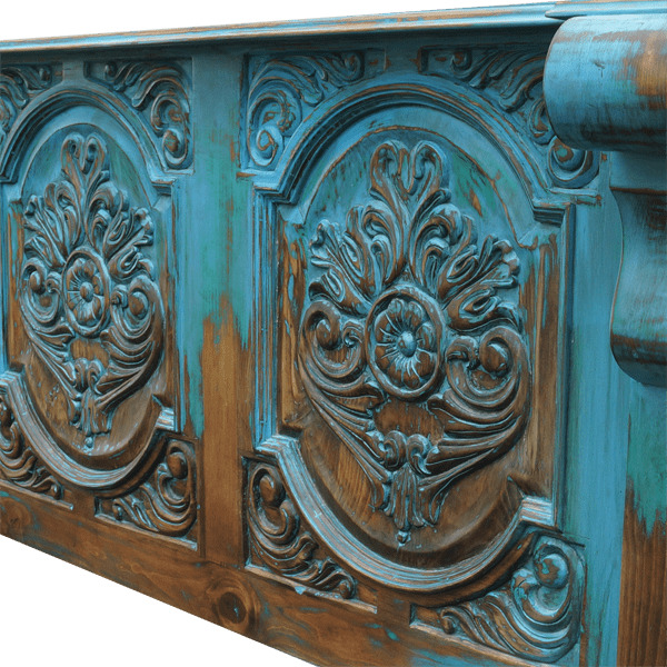 Custom Spanish Colonial Canopy Bed with Hand Carved Floral and Scroll Designs