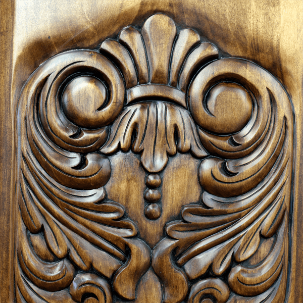 Custom Handcrafted Headboard with Exquisite Hand Carved Floral and Scroll Designs
