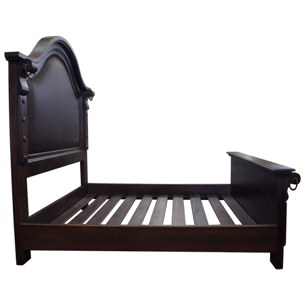 Custom Handcrafted Spanish Colonial Bed with Full Grain Leather Upholstery and Iron Accents