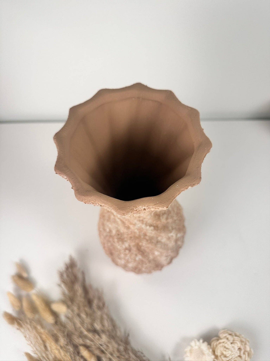 Twisted Ceramic Vase 12" tall Terracotta Brown