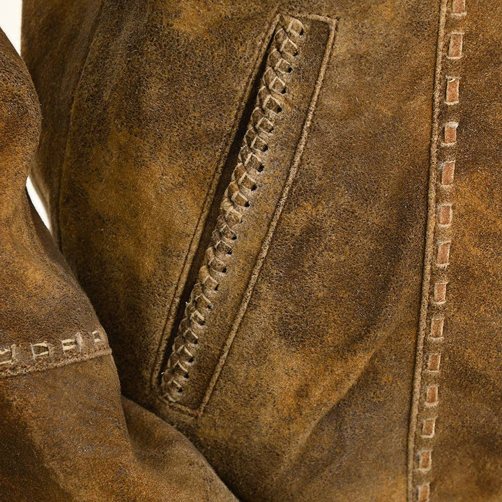 LC-ADJKT037 Genuine Vintage Leather Women Shirt Jacket Dress