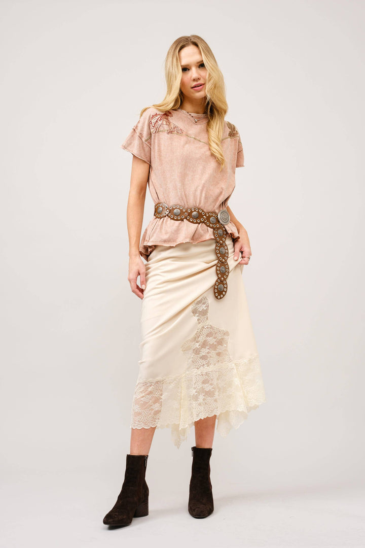 23376T -  Embroidered Shoulder Western Yoke T-Shirt