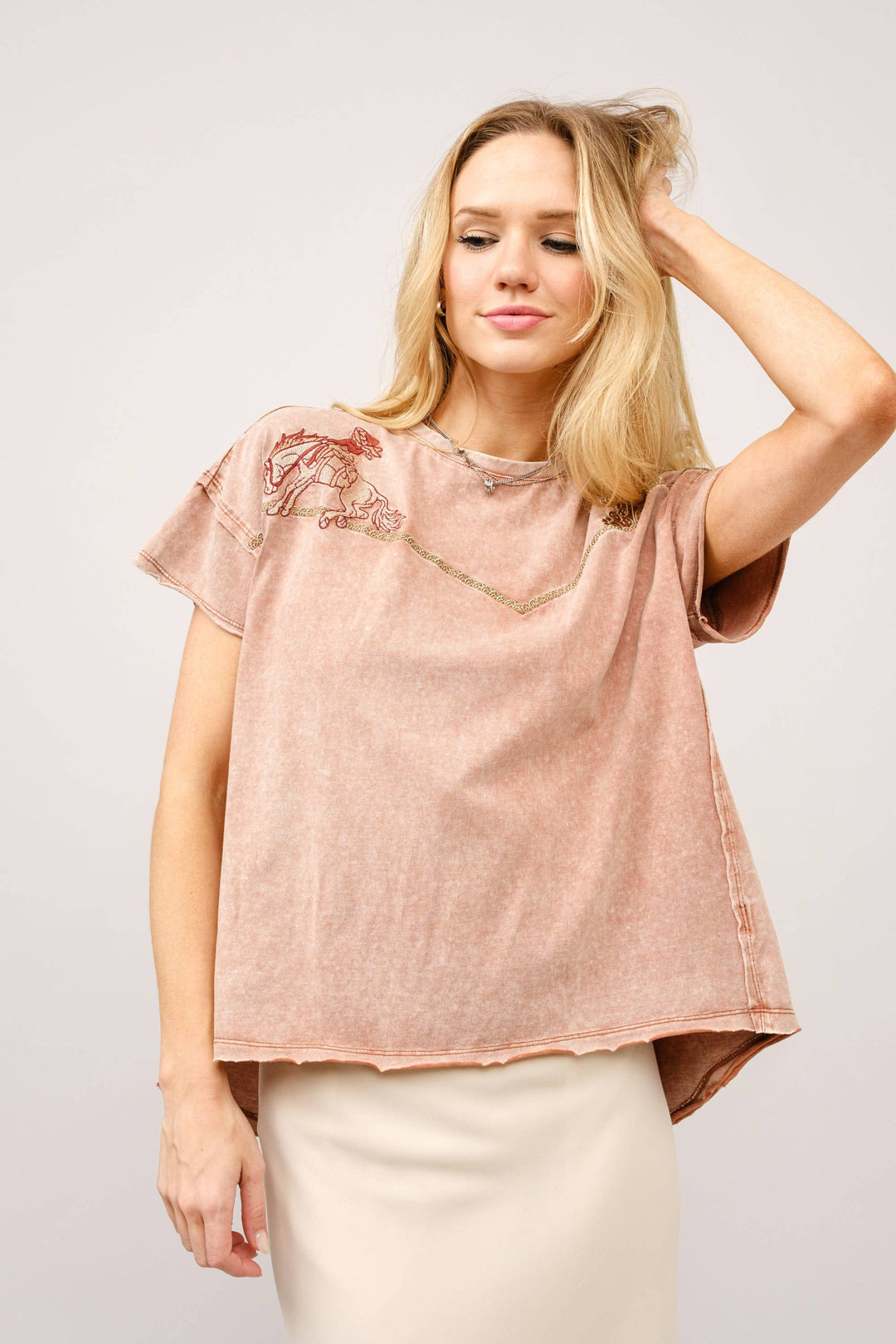 23376T -  Embroidered Shoulder Western Yoke T-Shirt