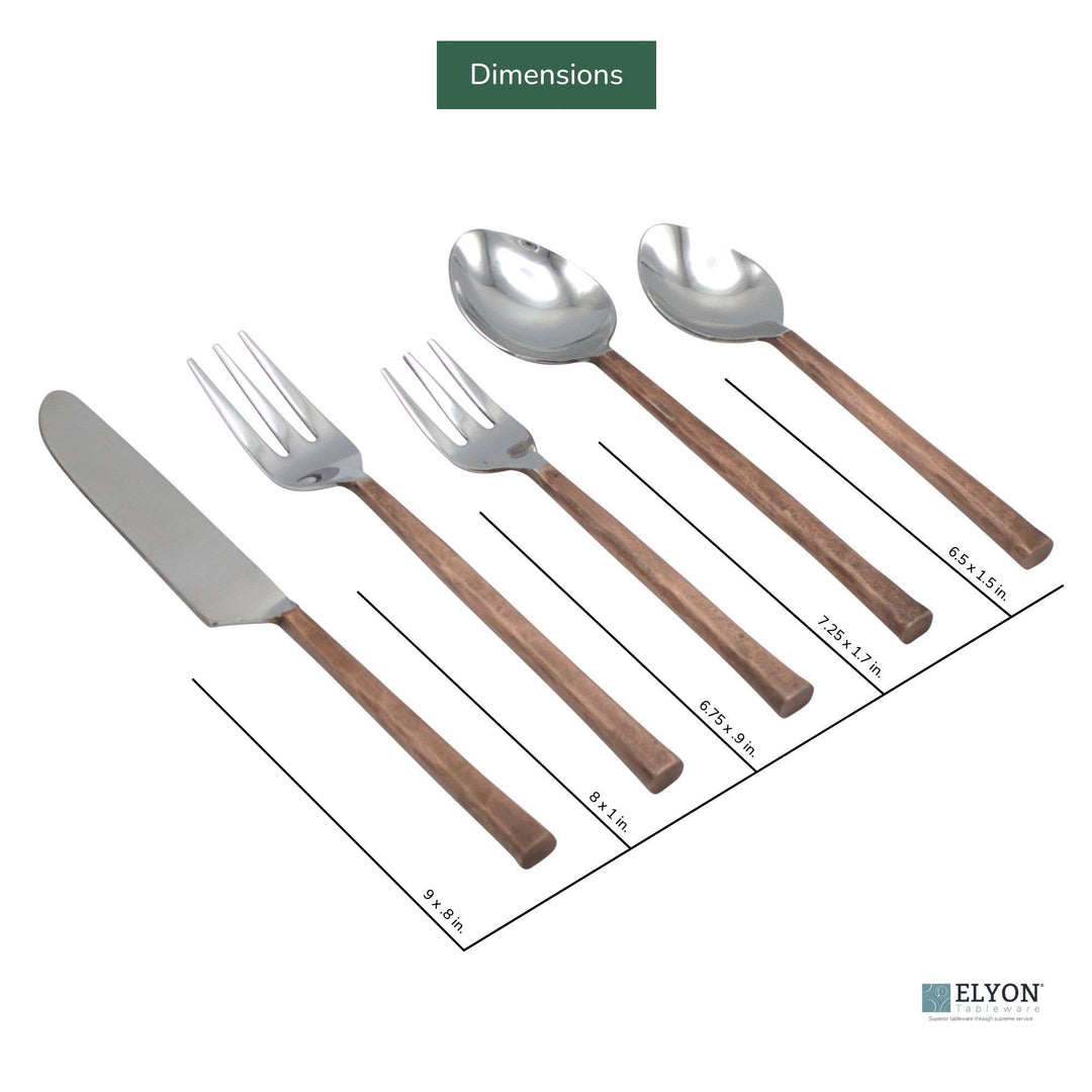 Elyon Sardar Copper 20-Piece Mirror Hand-Forged Flatware Set