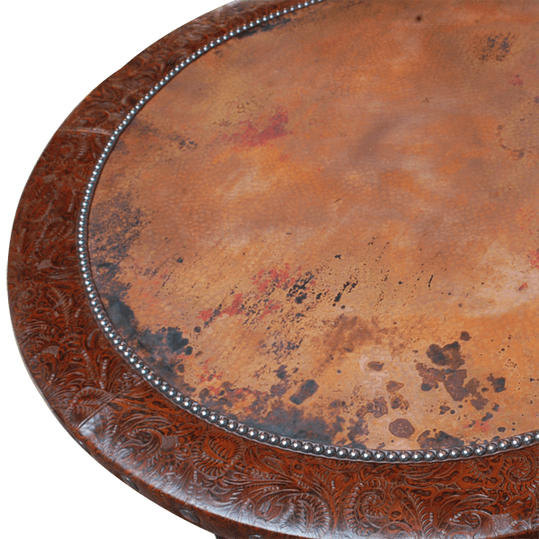 Handcrafted Copper and Leather Coffee Table