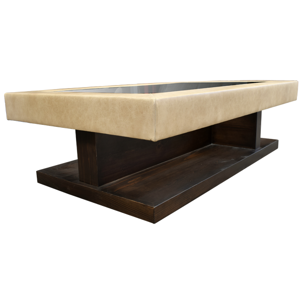 Handcrafted Western Style Coffee Table with Full Grain Leather