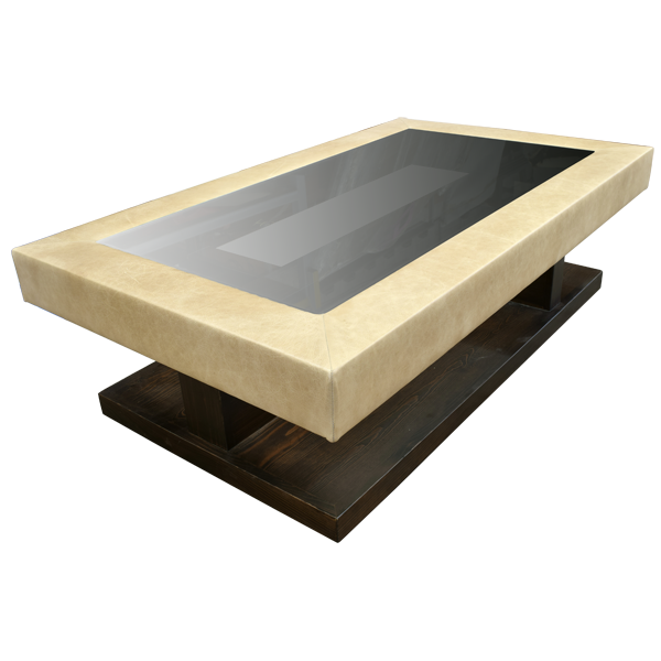 Handcrafted Western Style Coffee Table with Full Grain Leather