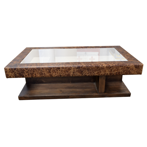 Luxurious Glass and Wood Handcrafted Coffee Table