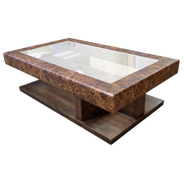 Luxurious Glass and Wood Handcrafted Coffee Table